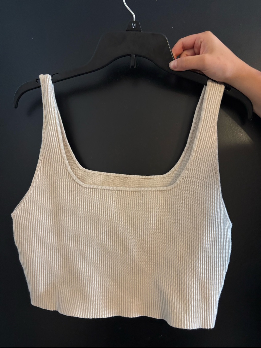 House of Harlow 1960 Ribbed Square-Neck Crop Top - Cream